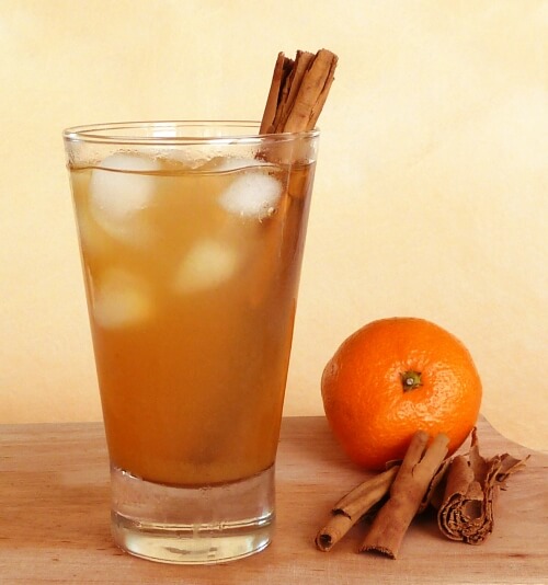 Citrus iced tea in a glass with ice